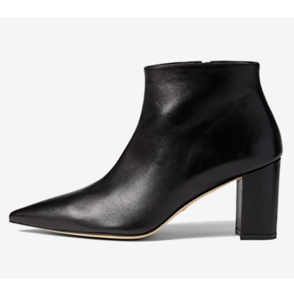 $650 STUART WEITZMAN 75 ZIP BOOTIE POINTY BLOCK BLACK LEATHER 6 (PA14),All Products : American Fashion Style Bags On Sale
